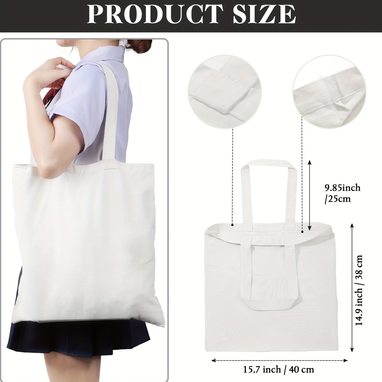 60pcs Canvas Tote Bags Bulk Reusable Grocery Cloth Bags With Handles For DIY Craft Gift